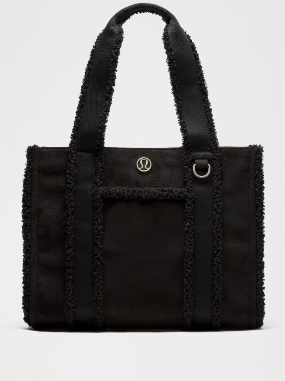 Lululemon Boxy Tote Bag 10L Faux Shearling Trims Black